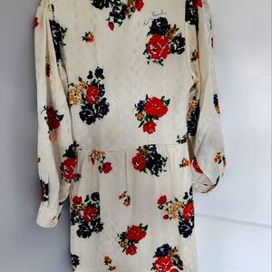 Tory Burch Ivory Tea Rose Floral Printed Silk Wrap Dress Size 12